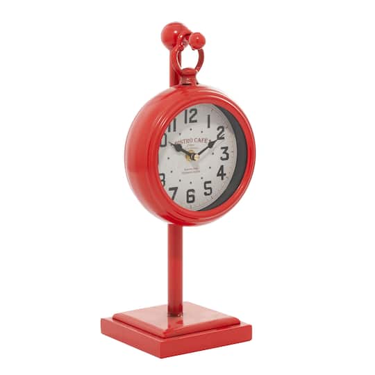 15" Red Metal Hanging Clock